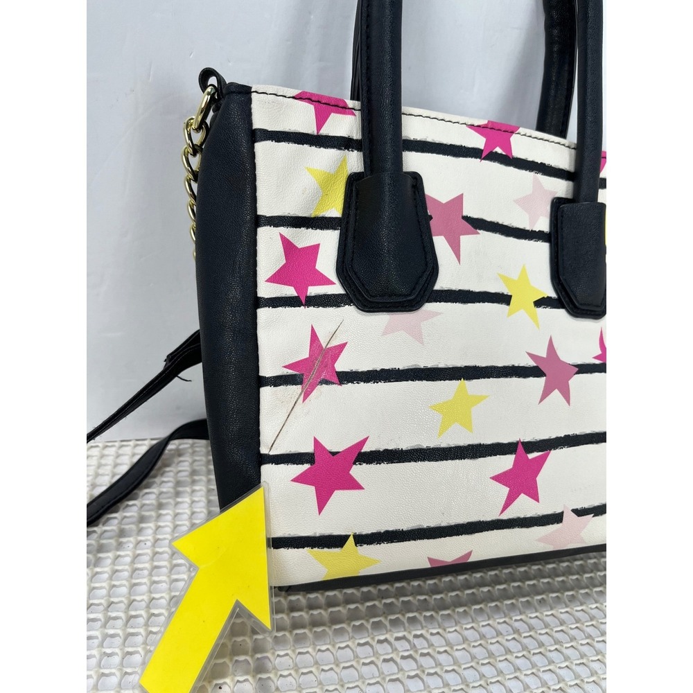 Betsey Johnson Crossbody Shoulder striped Stars Print Black & white Cloud - Picture 10 of 10